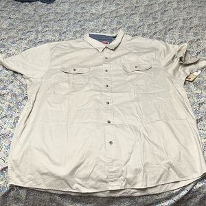 Wrangler Men's Tan Short Sleeve Button Down Shirt Size XXL